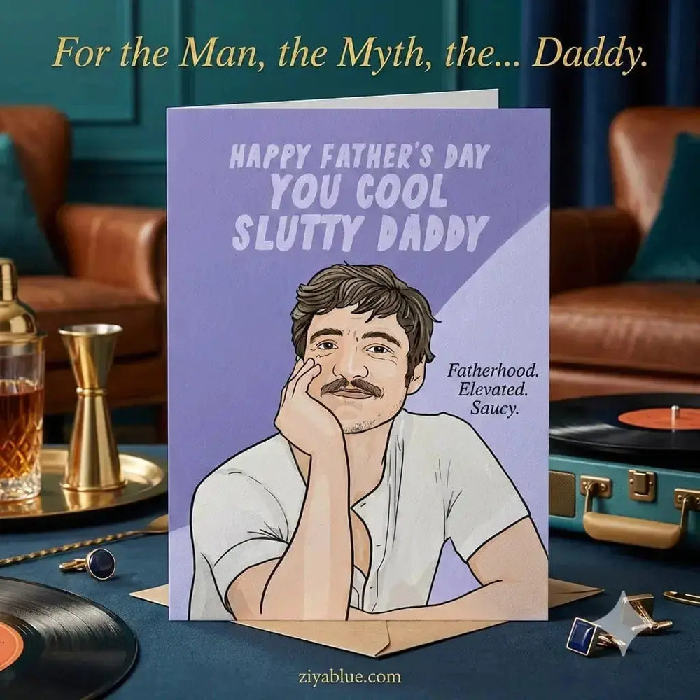 Pedro Pascal Father's Day Card: Pop Culture Greeting Pop Cult Paper Ziya Blue