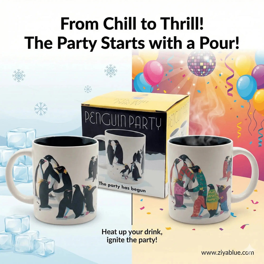 Penguin Heat Changing Mug: A Fun Transformation Unemployed Philosophers Guild Ziya Blue