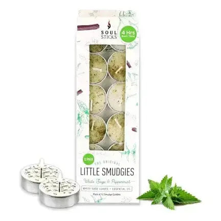 Peppermint Little Smudgies Candles: 12-Pack Energizing Set 🍃✨  Ziya Blue