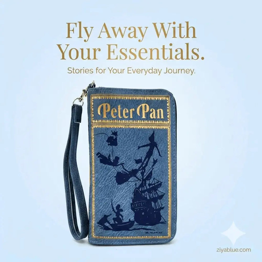 Peter Pan Book Wallet | Vintage Literary Wristlet Purse COMECO INC Ziya Blue