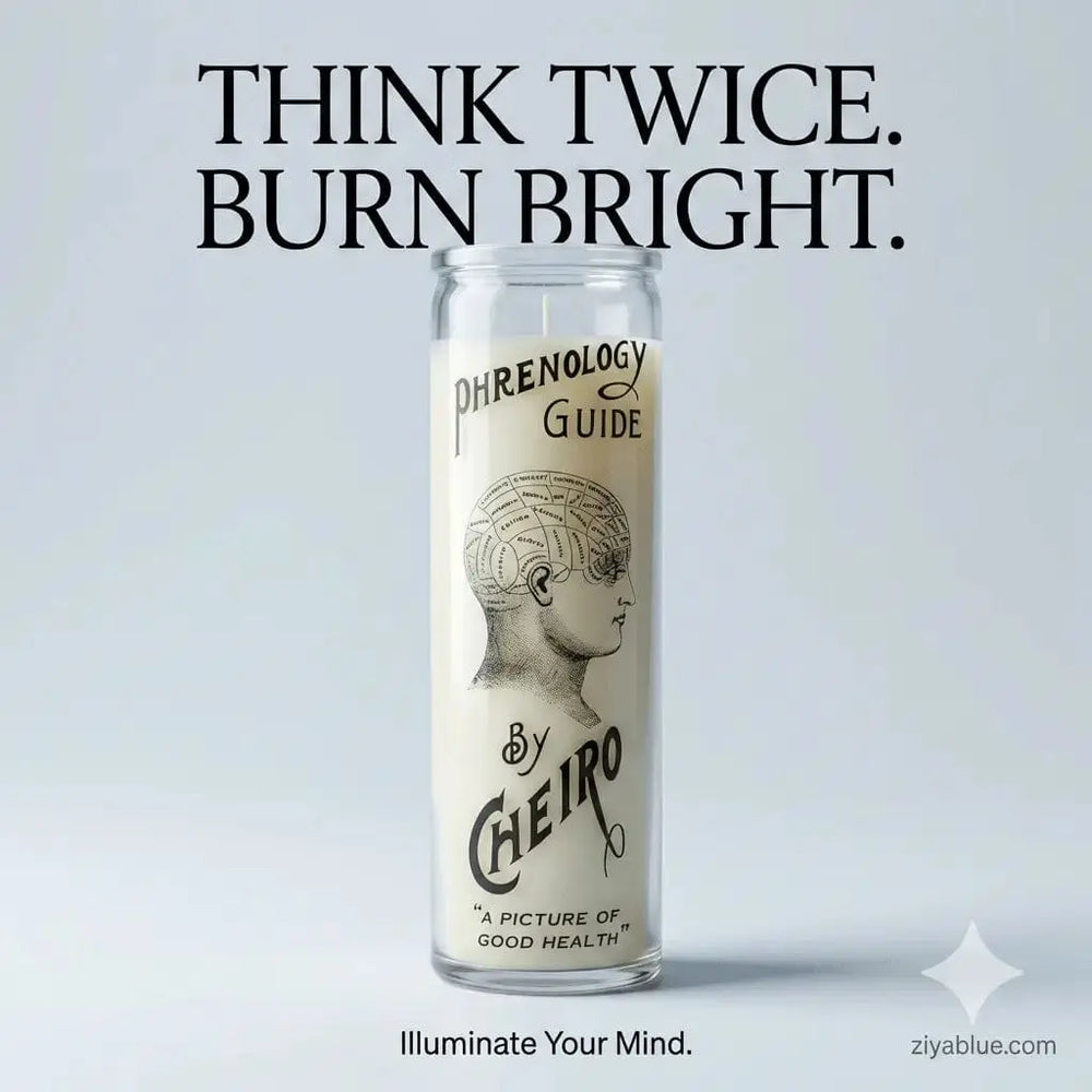 Phrenology Glass Candle: The Victorian Mystic Pillar 🧠🕯️ Something Different Ziya Blue