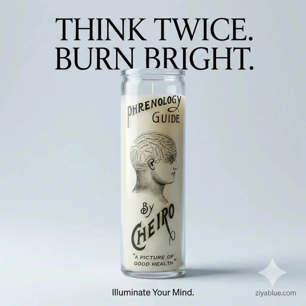 Phrenology Glass Candle: The Victorian Mystic Pillar 🧠🕯️ Something Different Ziya Blue