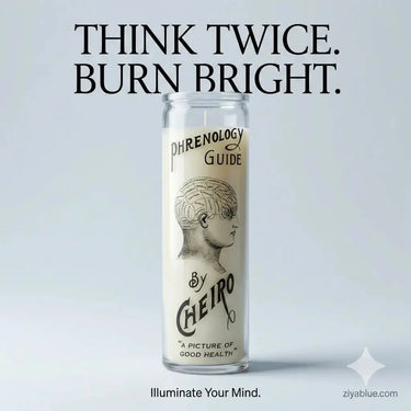 Phrenology Glass Candle: The Victorian Mystic Pillar 🧠🕯️ Something Different Ziya Blue