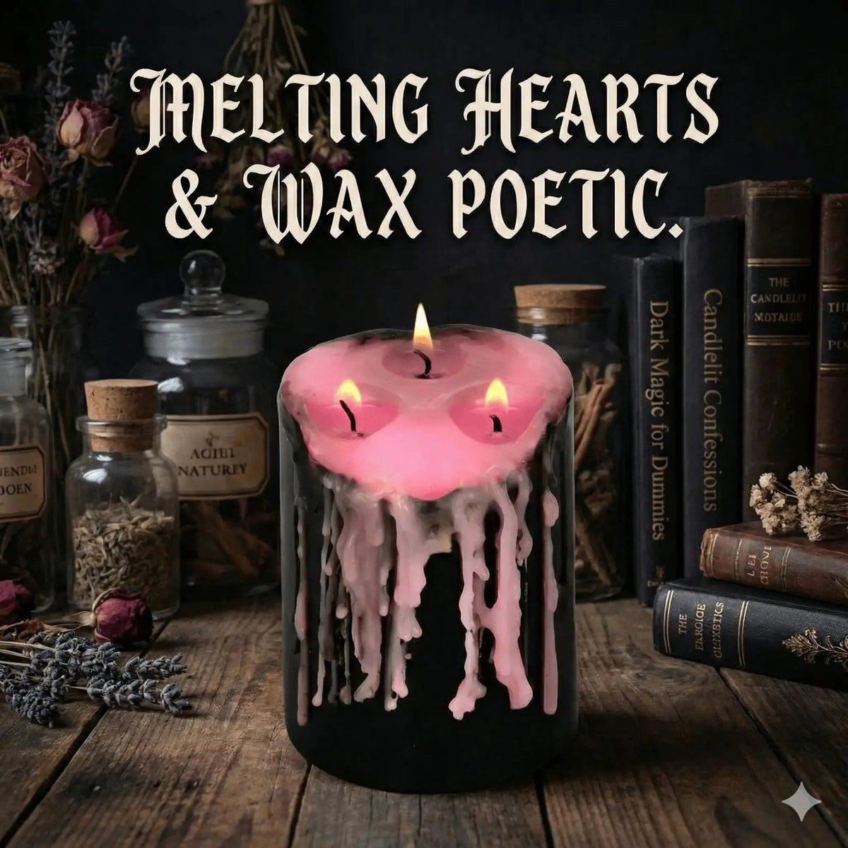 Pink Bleeding Pillar Candle | Unscented Pastel Gothic Decor Something Different Ziya Blue
