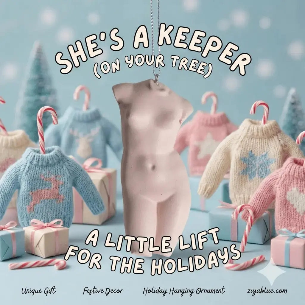 Pink Female Torso Ornament: Body Positive Art Decor McGowan & Rutherford Ltd Ziya Blue
