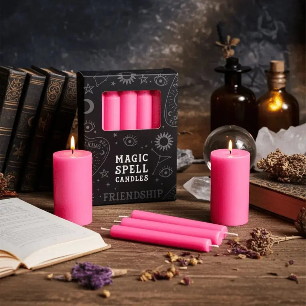 Pink Friendship Spell Candles Faire Ziya Blue