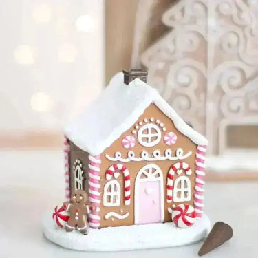 Pink Gingerbread House Incense Cone Burner | Festive Holiday Decor Something Different Ziya Blue