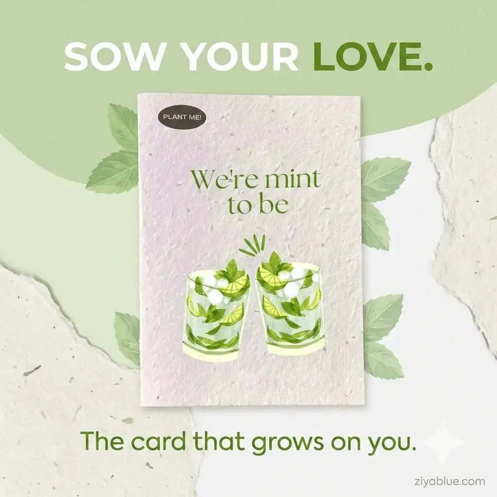Plantable Greeting Card | "Mint To Be" Wildflower Seed Paper Plantable Greetings Ziya Blue