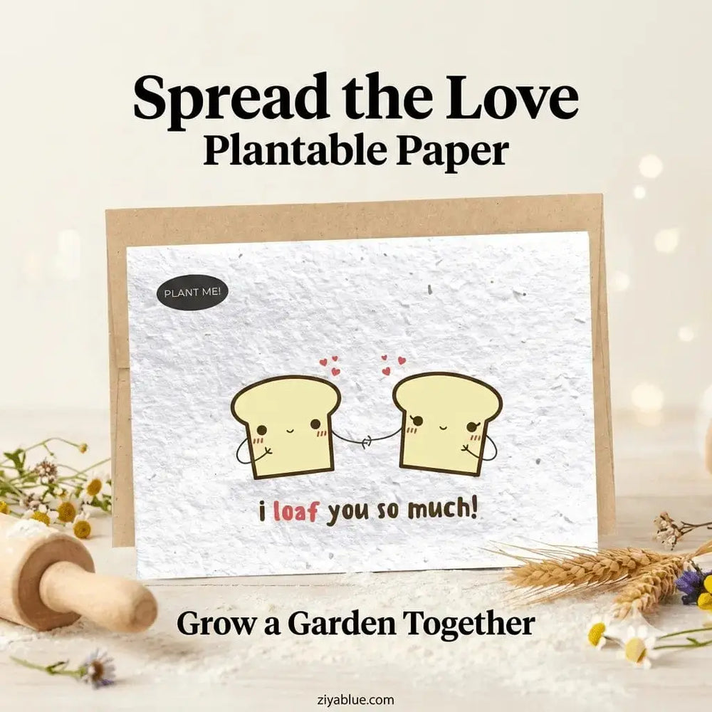 Plantable Love Card | "I Loaf You" Wildflower Seed Paper Plantable Greetings Ziya Blue
