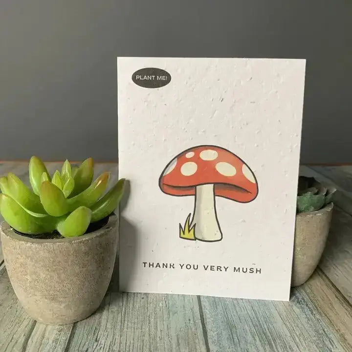 Plantable Thank You Card | "Very Mush" Wildflower Seed Paper Plantable Greetings Ziya Blue