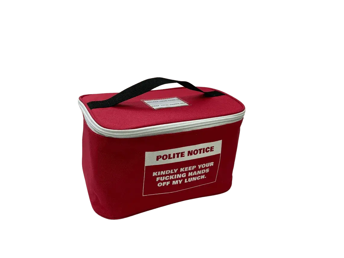 Polite Notice Lunch Bag: Funny Insulated Cooler The Diabolical Gift People Ziya Blue