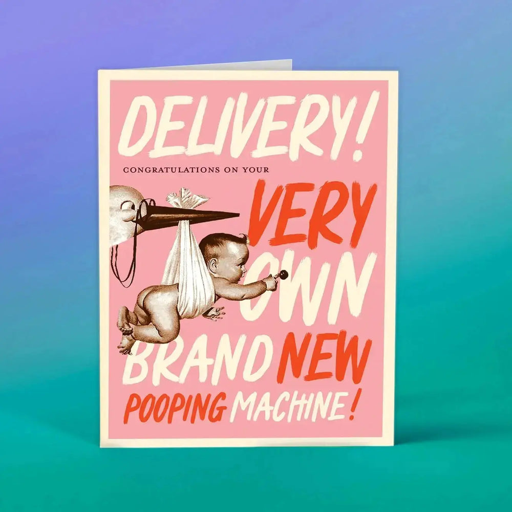 Pooping Machine Card: Funny Baby Shower Greeting Offensive Delightful Ziya Blue