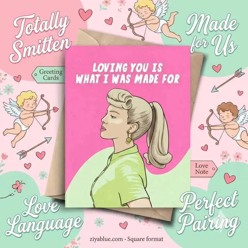 Pop Culture Love Card: Retro Doll Romance Maeve Toys Ziya Blue