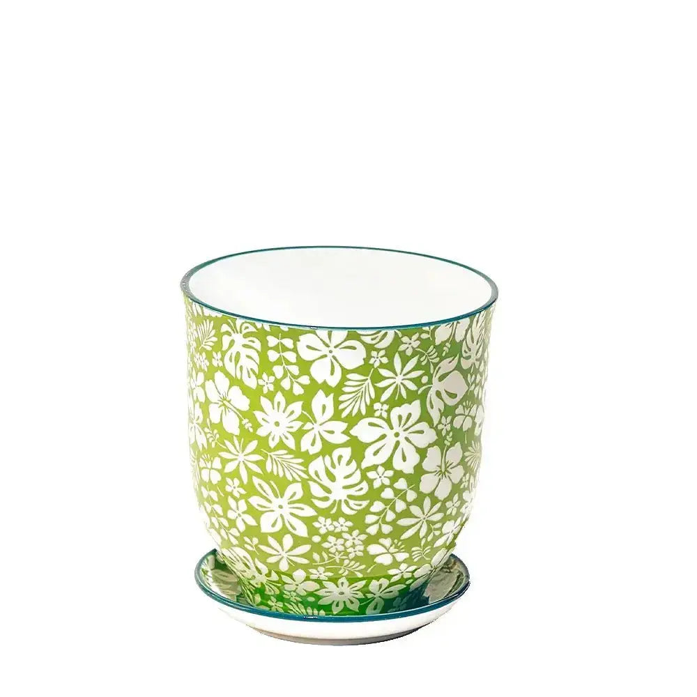 Porcelain Pot and Saucer Set: The Green Garden Essential 🌱✨ (3.25") Chive Ziya Blue