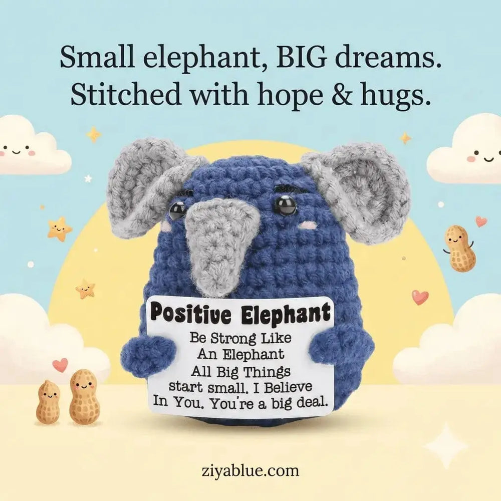 Positive Elephant Crochet Toy Ziya Blue Ziya Blue