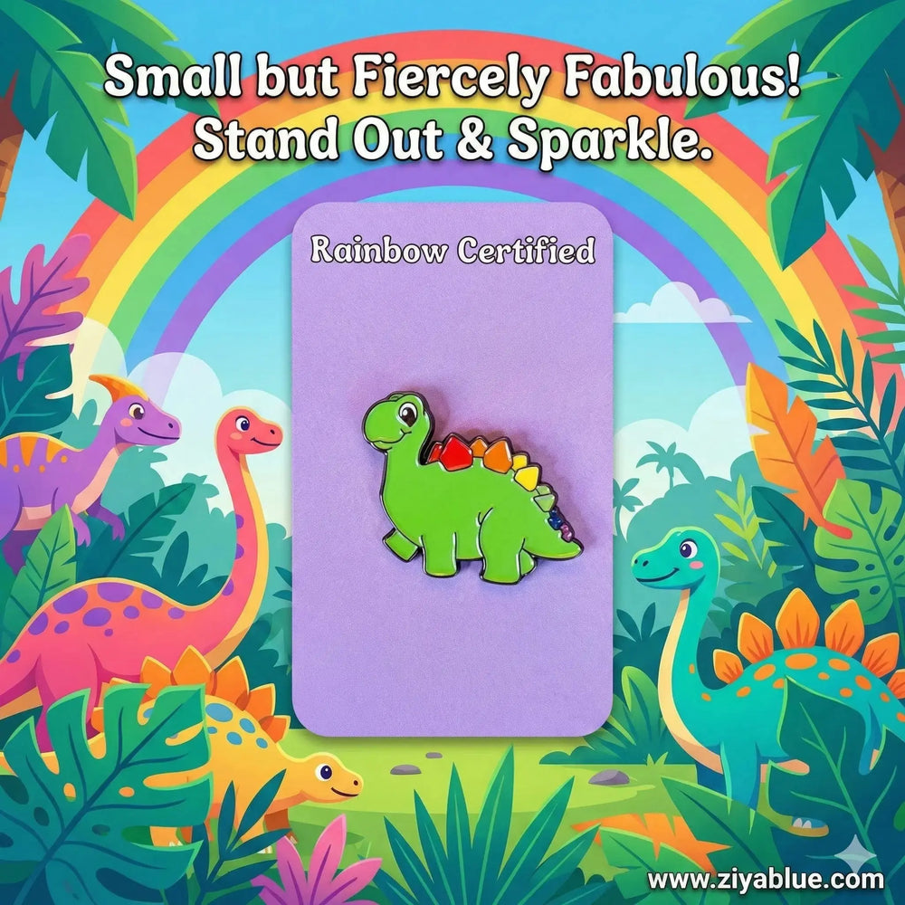Prideosaurus Enamel Pin | The Rainbow Dino Badge Rainbow Certified Ziya Blue