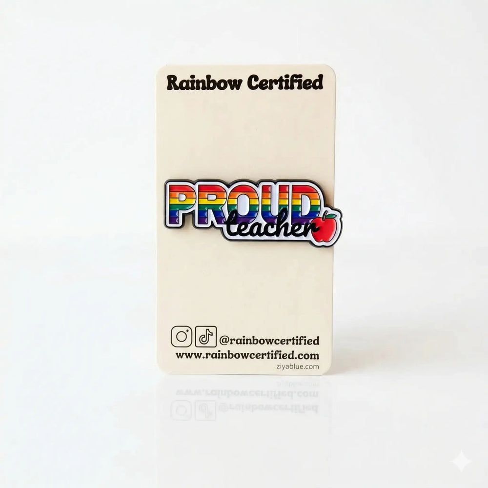 Proud Teacher Pin: Rainbow LGBTQ+ Enamel Pin  Ziya Blue