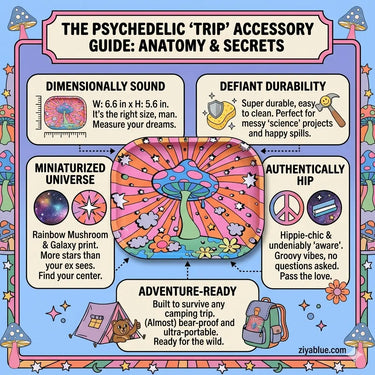 Psychedelic Rolling Tray: Mushroom Trip Design  Ziya Blue