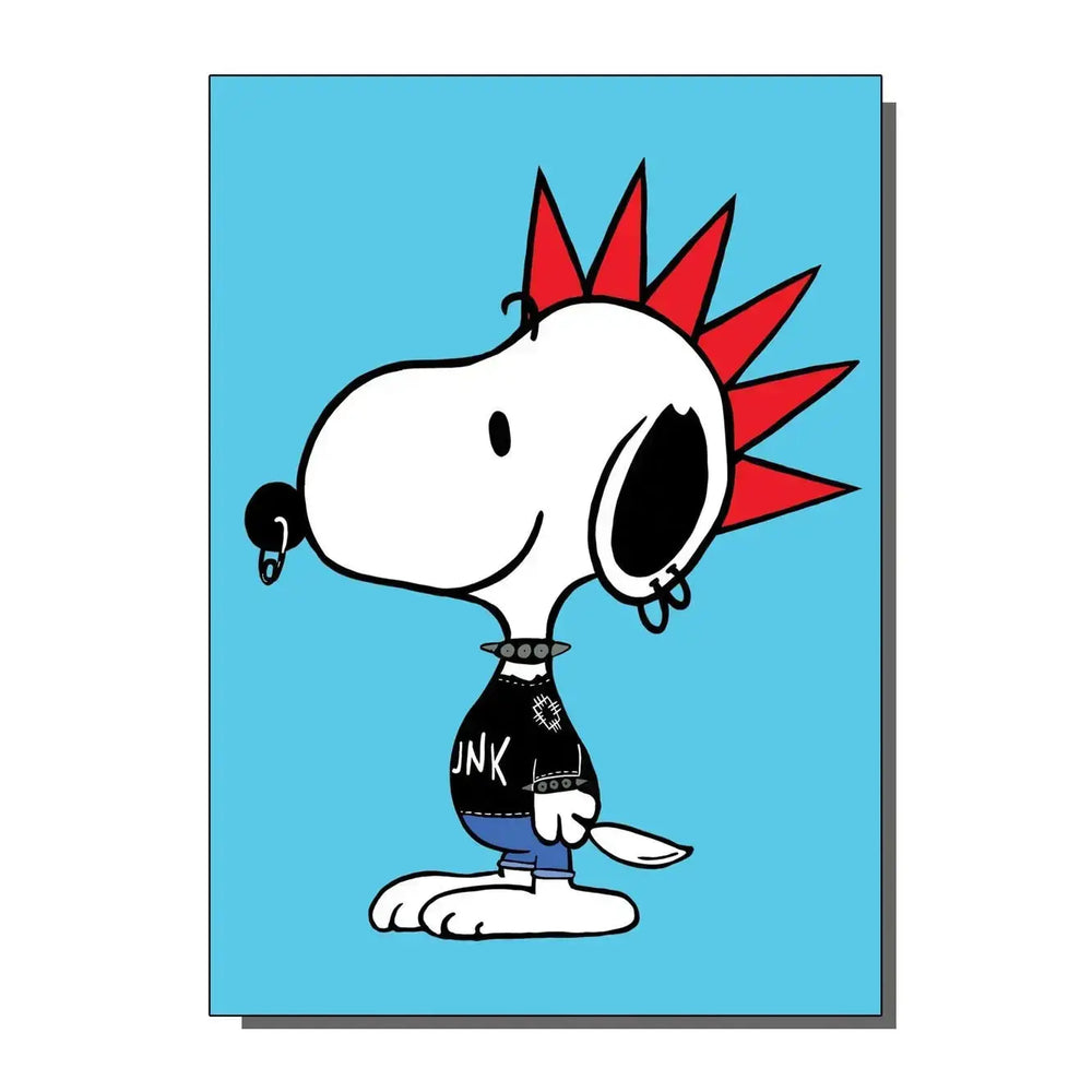 Punk Rocker Greeting Card: Edgy Dog Illustration Bite Your Granny Ziya Blue
