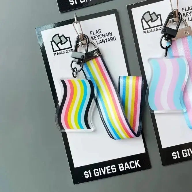 Queer Keychain & Lanyard Set | Pride Acrylic Charm Flags For Good Ziya Blue