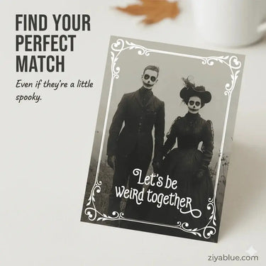 Quirky Goth Love Card - "Let's Be Weird Together" Ghost Greeting Bad Betty Greeting Co. Ziya Blue