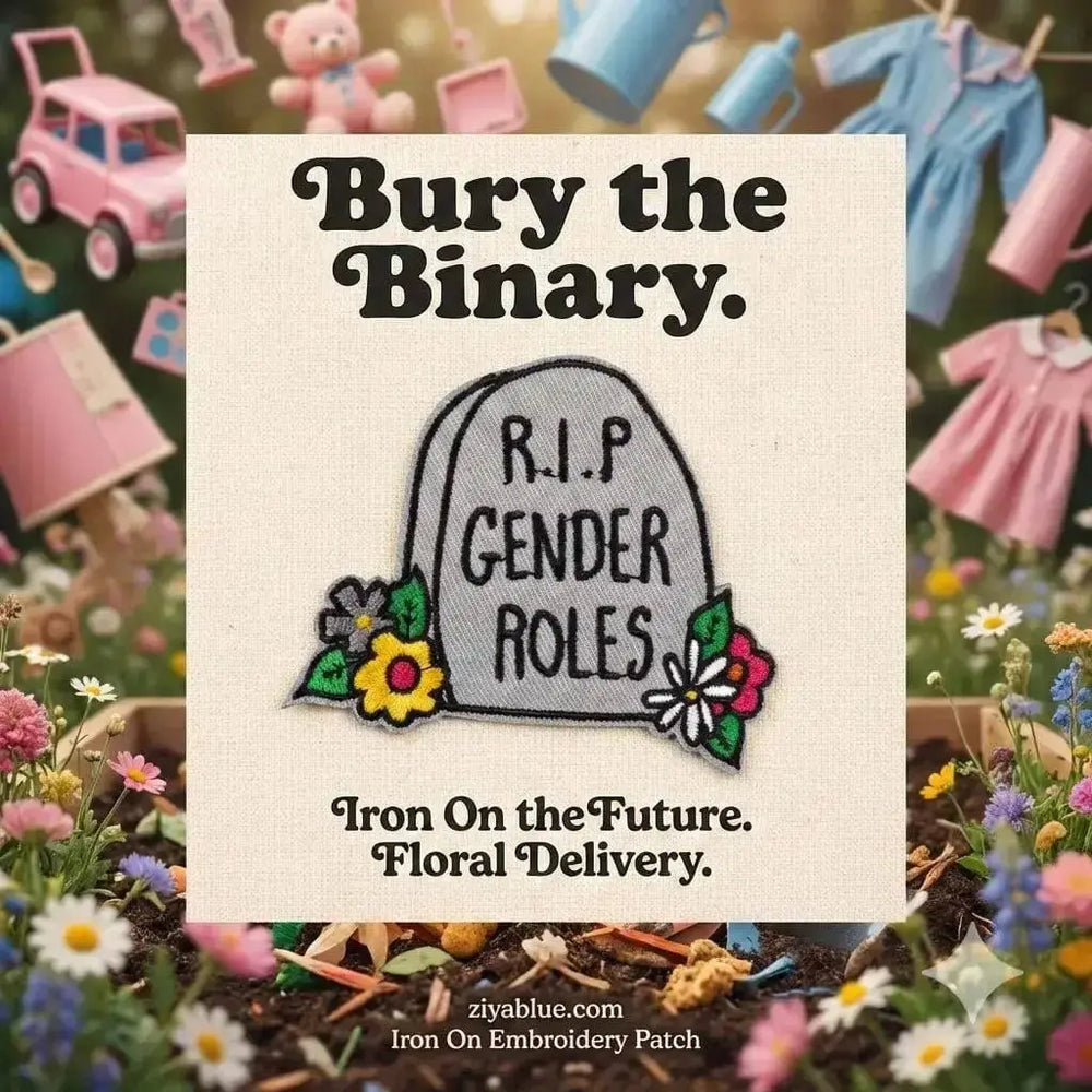 RIP Gender Roles Patch: Feminist Iron On Ziya Blue Ziya Blue