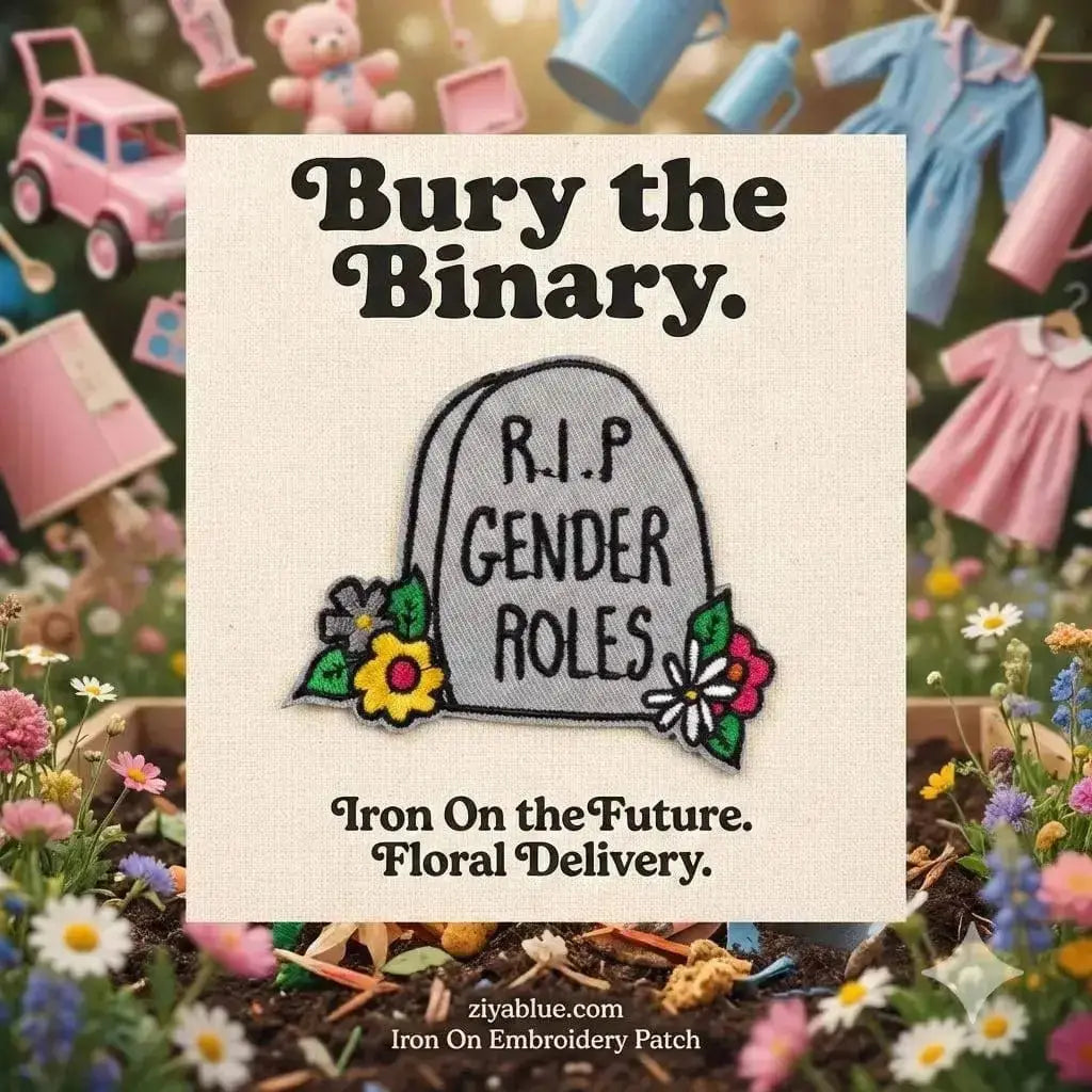 RIP Gender Roles Patch: Feminist Iron On Ziya Blue Ziya Blue