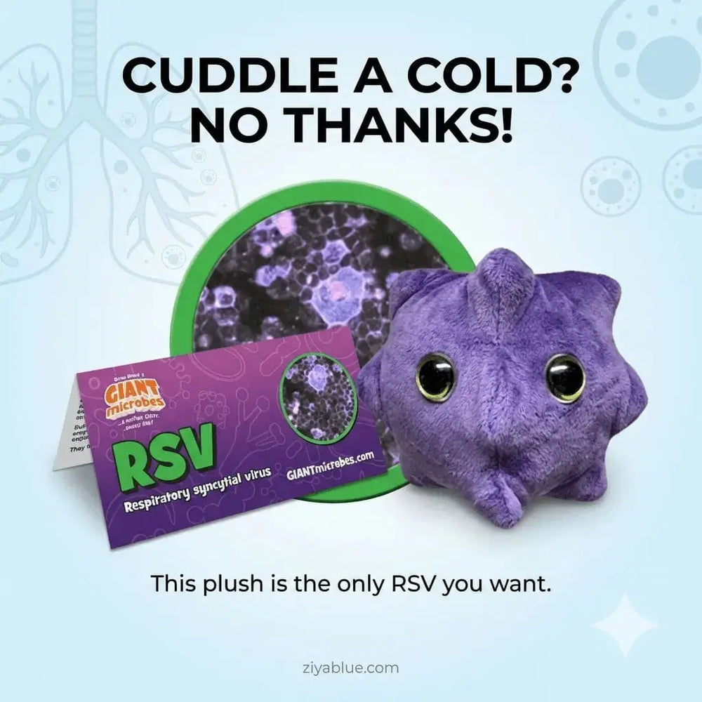 RSV Plush: The Only Respiratory Virus You’ll Want to Catch 🦠🧼 Giant Microbes Ziya Blue