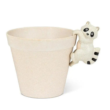 Raccoon Plant Pot Hugger - Climbing Stoneware Raccoon Hanger Abbott Ziya Blue