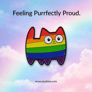 Rainbow Cat Enamel Pin | LGBTQ+ Identity Badge Ziya Blue Ziya Blue