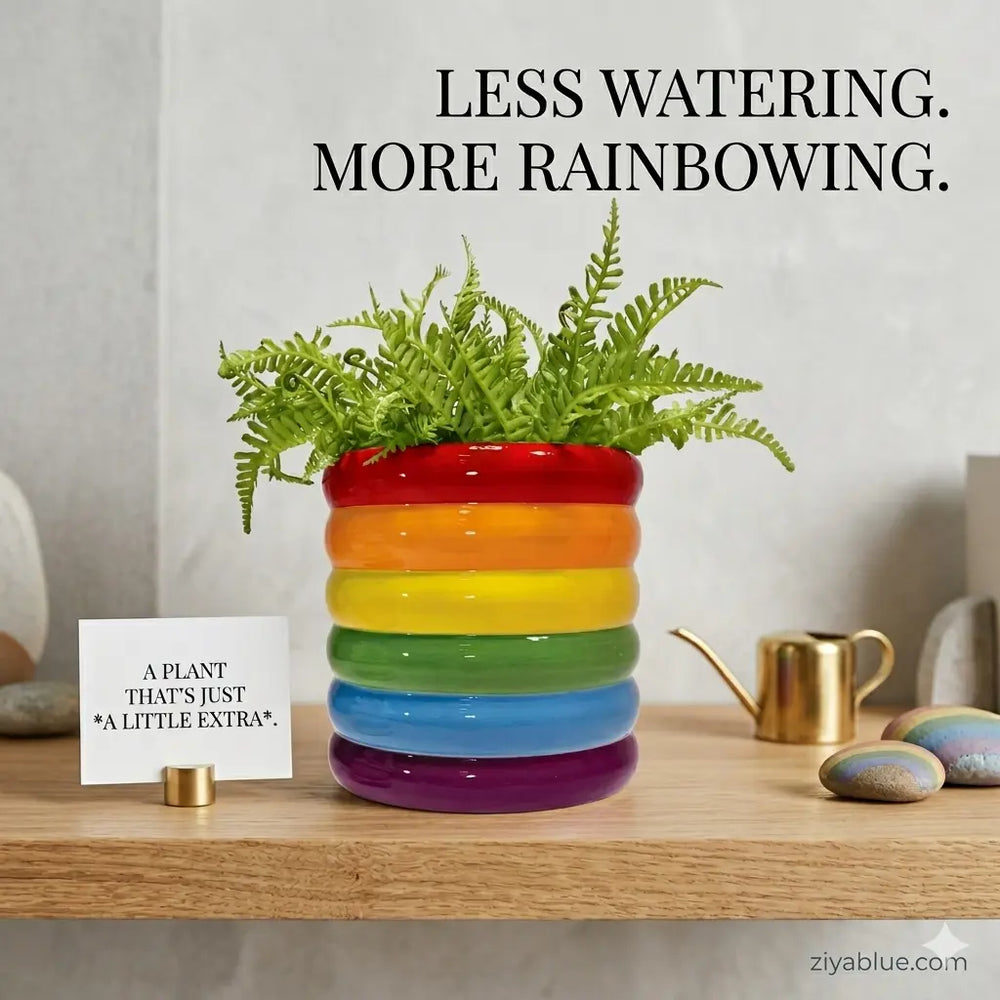 Rainbow Ceramic Planter: Stacked Succulent Pot  Ziya Blue