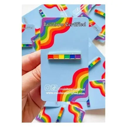 Rainbow Line Enamel Pin | Minimalist Pride Badge Rainbow Certified Ziya Blue