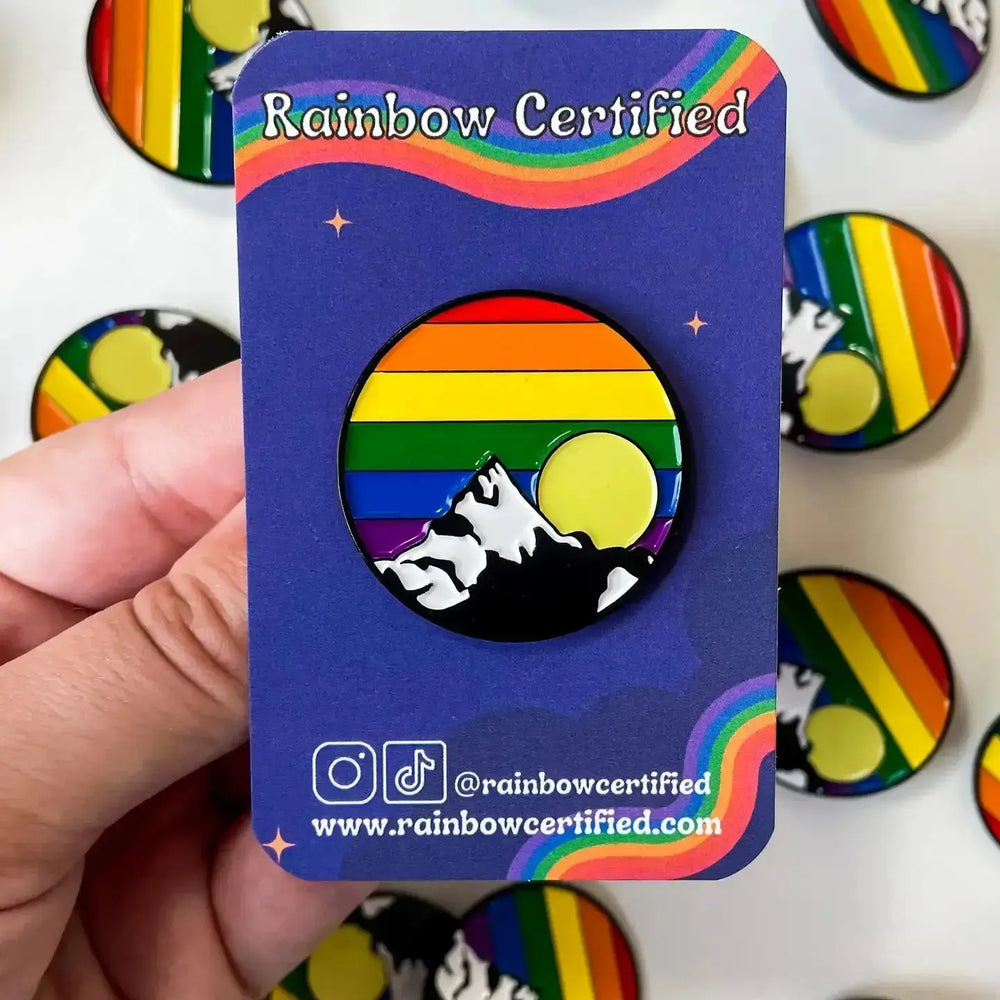 Rainbow Mountain Enamel Pin: The Pride Sunrise Edition 🌈🏔️ Rainbow Certified Ziya Blue