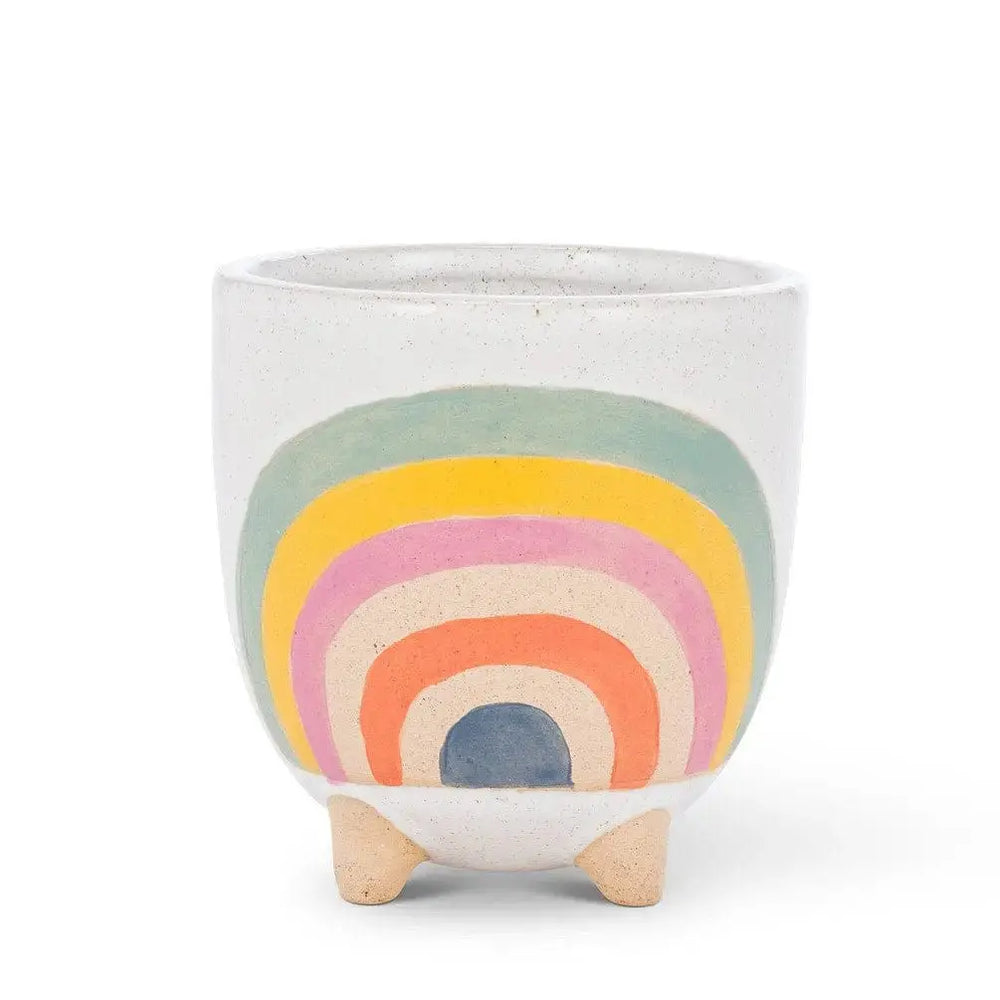 Rainbow Planter with Legs - 4" Ceramic Footed Mini Pot Abbott Ziya Blue