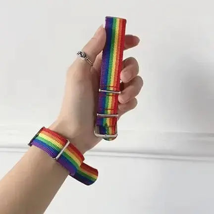 Rainbow Pride Bracelet | Nylon LGBTQ+ Accessory | Adjustable Love is Love Gear Ziya Blue Ziya Blue