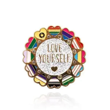Rainbow Pride Pin - Love Yourself Heart Badge Ziya Blue Ziya Blue
