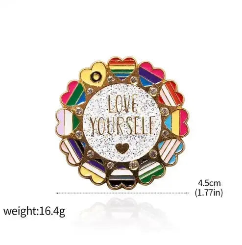 Rainbow Pride Pin - Love Yourself Heart Badge Ziya Blue Ziya Blue