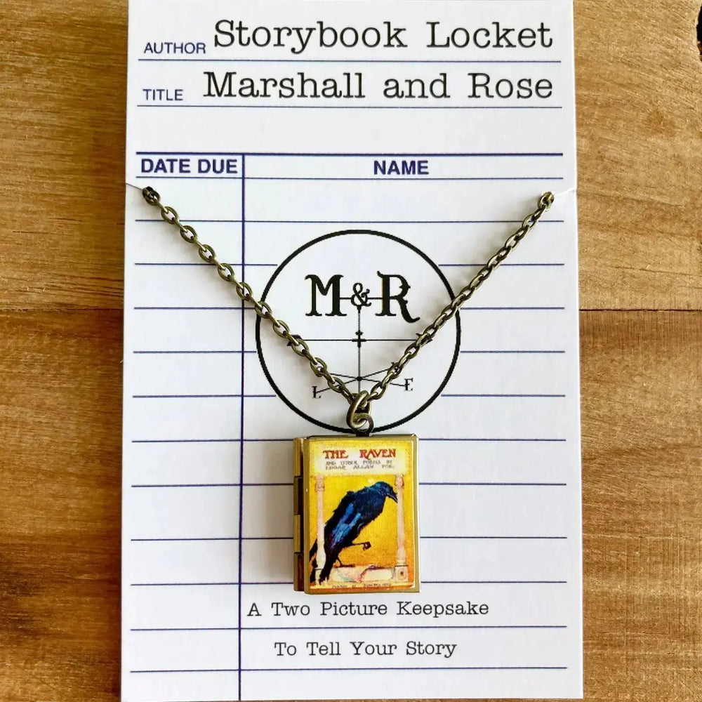 Raven Book Locket | Edgar Allan Poe Necklace & Jewelry Marshall and Rose Ziya Blue