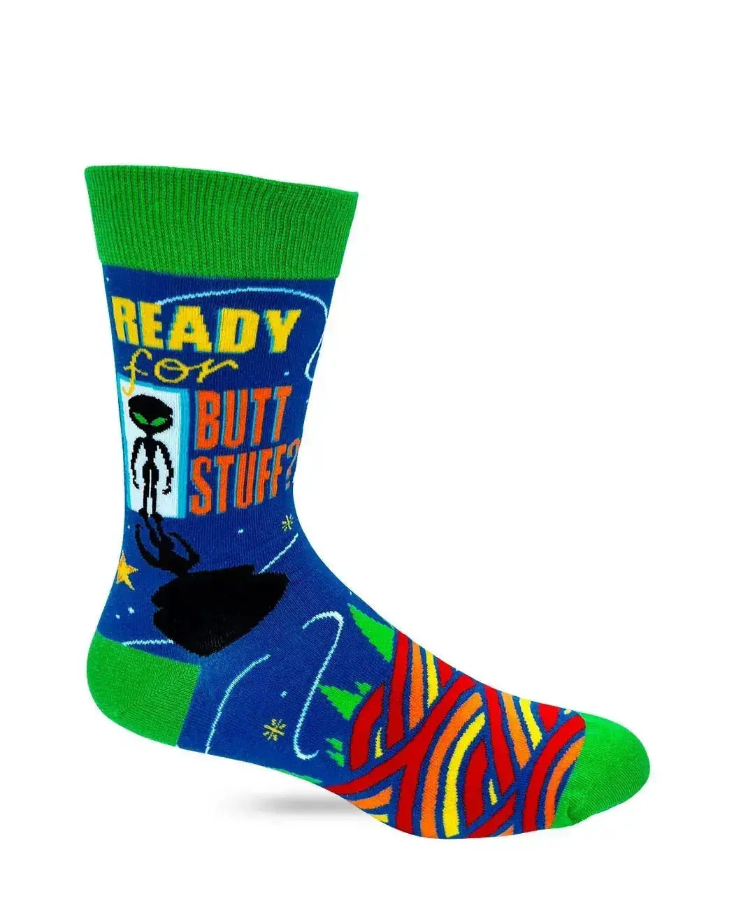 Ready For Butt Stuff Socks: Men's Funny Alien Crew Fabdaz Ziya Blue
