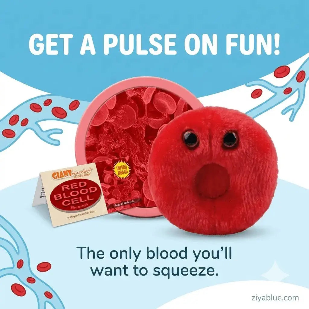 Red Blood Cell Plush Giant Microbes Ziya Blue