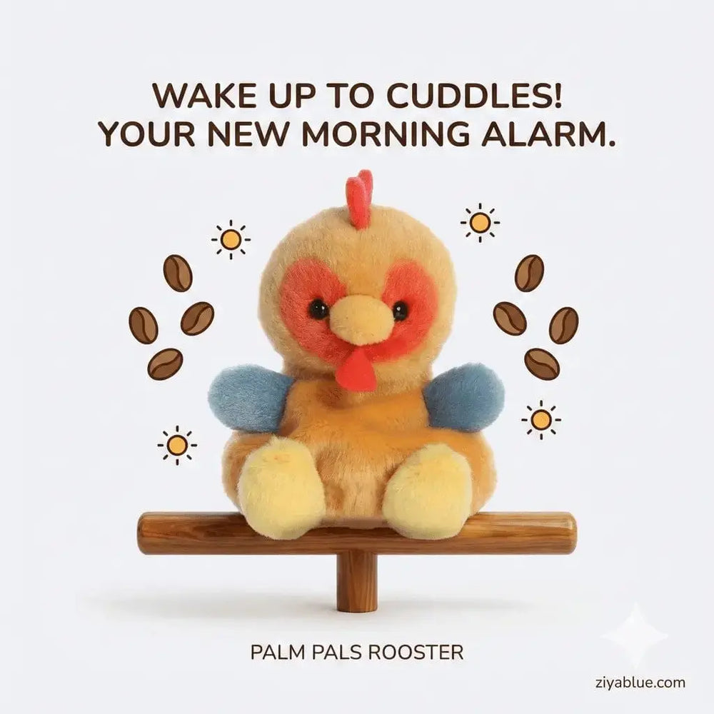 Red Rooster Plush Toy | Red Rooster Palm Pal Aurora Ziya Blue
