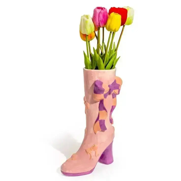 Ribbon Boot Vase - Pink & Purple High-Fashion Decor McGowan & Rutherford Ltd Ziya Blue