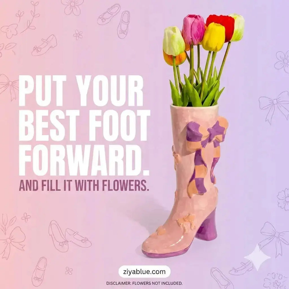Ribbon Boot Vase - Pink & Purple High-Fashion Decor McGowan & Rutherford Ltd Ziya Blue