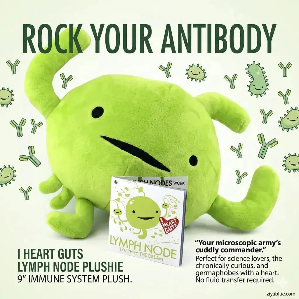 "Rock Your Antibody" I Heart Guts Lymph Node Plush I Heart Guts Ziya Blue