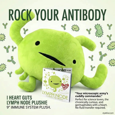 "Rock Your Antibody" I Heart Guts Lymph Node Plush I Heart Guts Ziya Blue