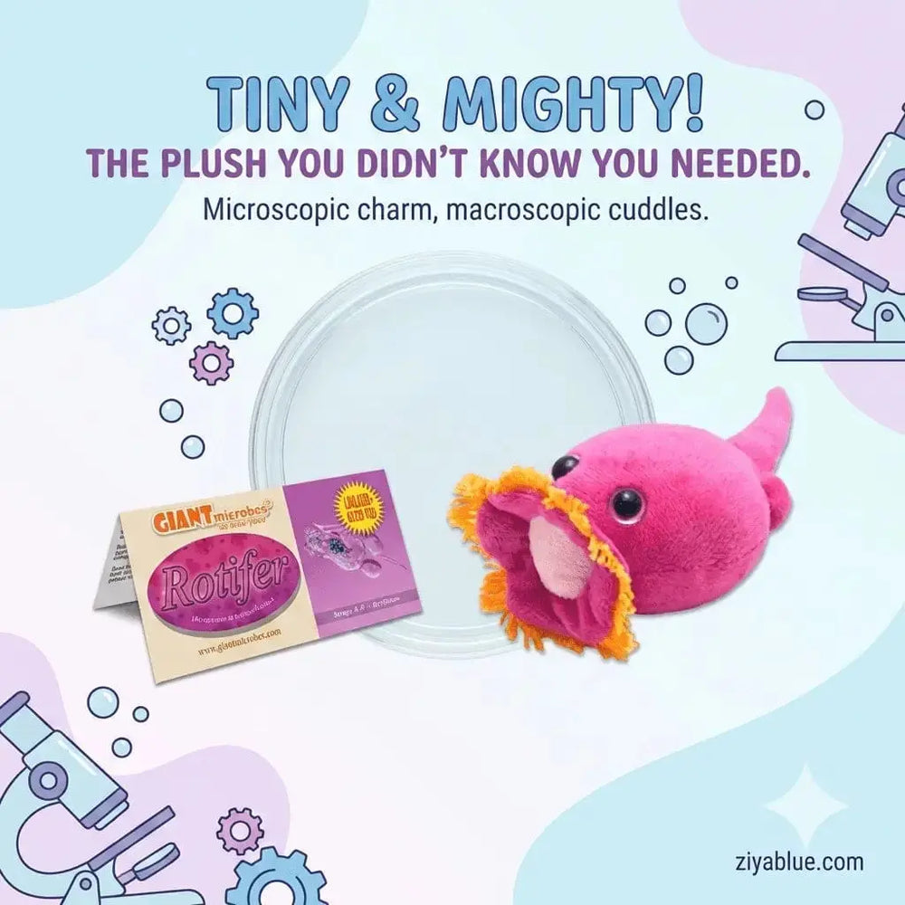 Rotifer Plush: The Resilient "Wheel Animal" 🎡🔬 Giant Microbes Ziya Blue