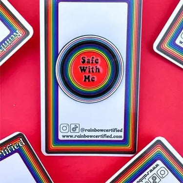 Safe With Me Rainbow Pin: The Ultimate Ally Badge 🏳️‍🌈✨ Rainbow Certified Ziya Blue