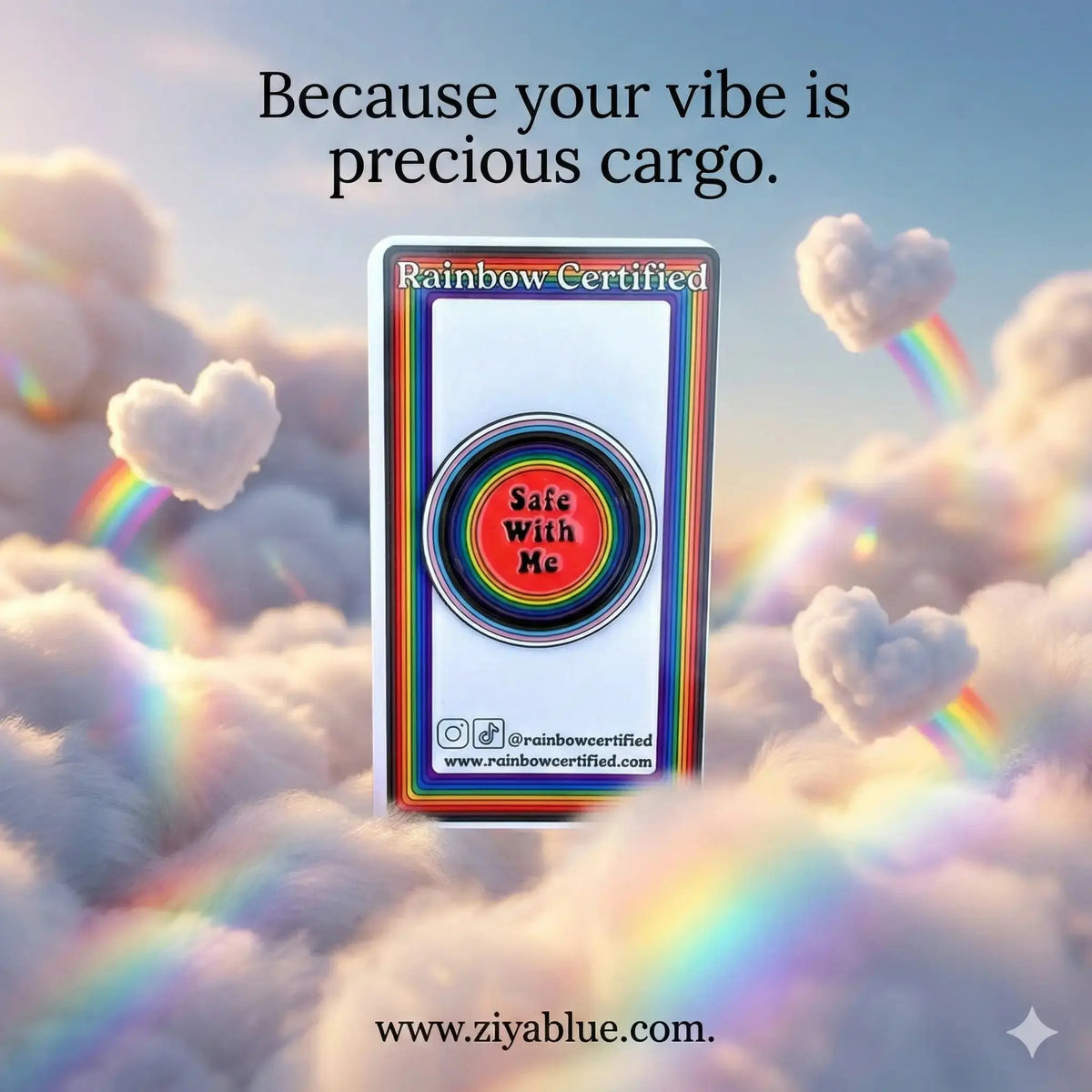 Safe With Me Rainbow Pin: The Ultimate Ally Badge 🏳️‍🌈✨ Rainbow Certified Ziya Blue