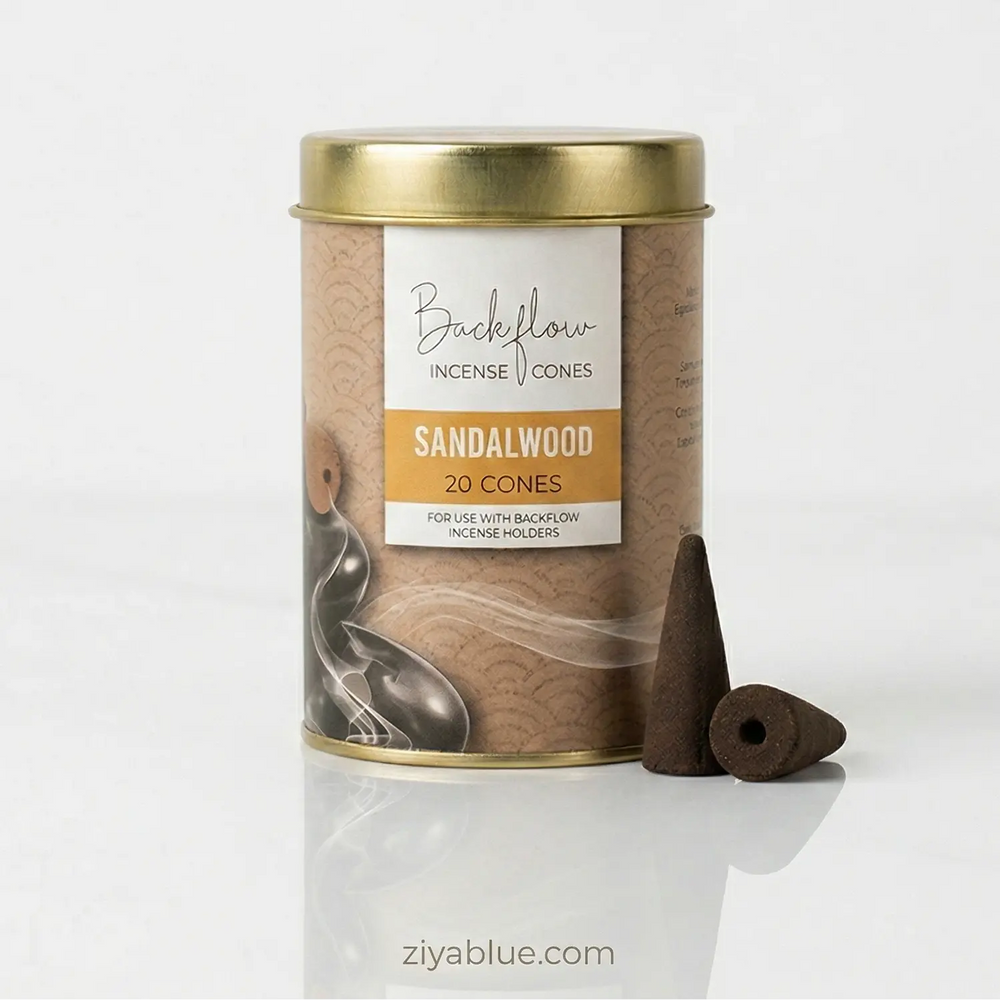 Sandalwood Jumbo Backflow Cones | Soothing Incense Zen Aroma  Ziya Blue