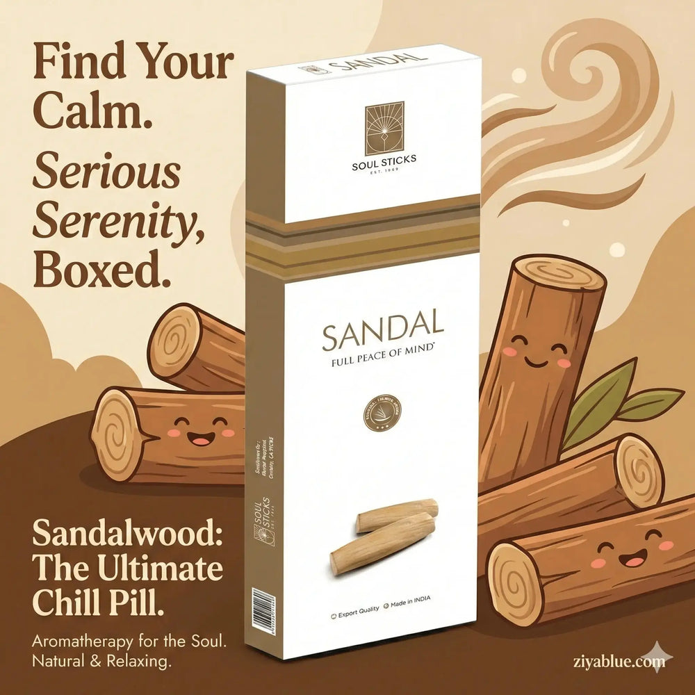 Sandalwood Premium Series Incense: 90g Artisanal Bulk Pack Designs by Deekay Inc. Ziya Blue